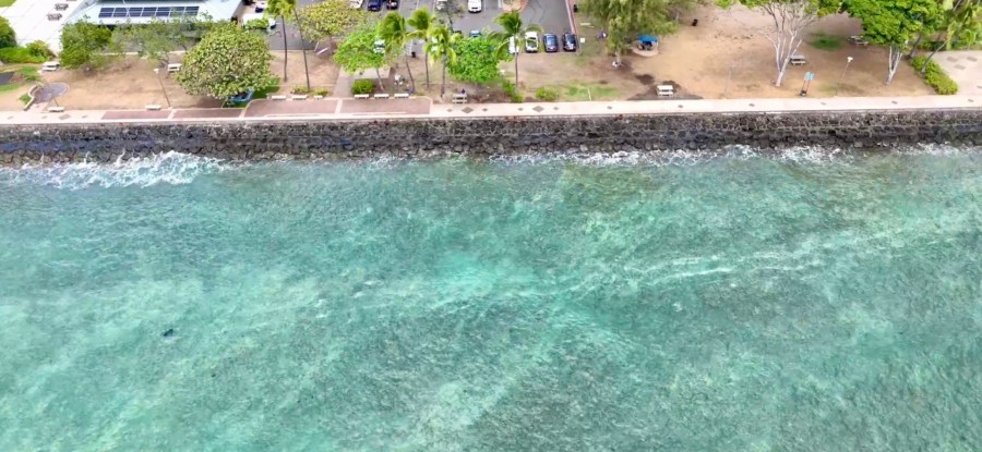 Drone footage shows reef scar at Kewalos