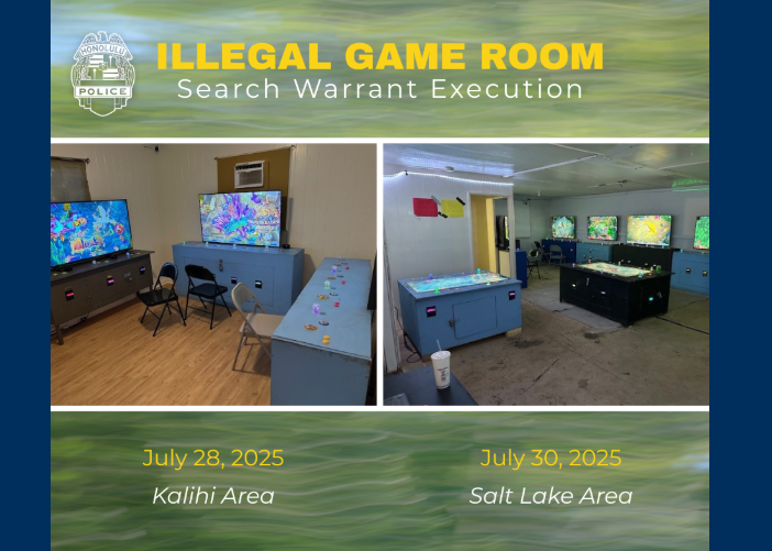 HPD shuts down two illegal game rooms in Kalihi, Salt Lake