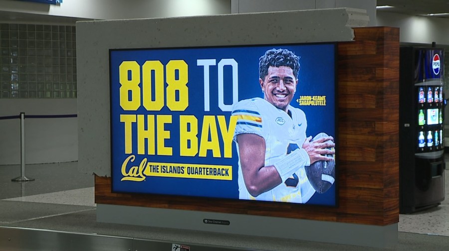 Local football player spotted on new ads in Honolulu airport