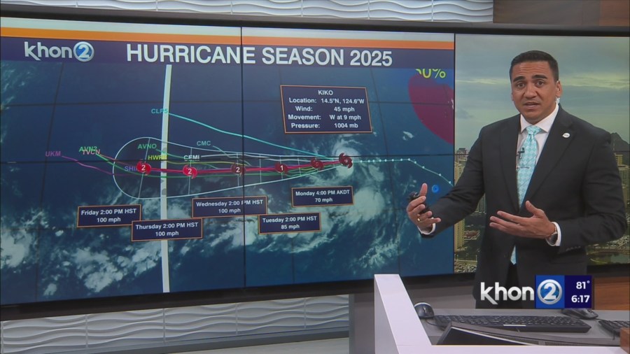 Tropical Storm Kiko to move into Central Pacific this week